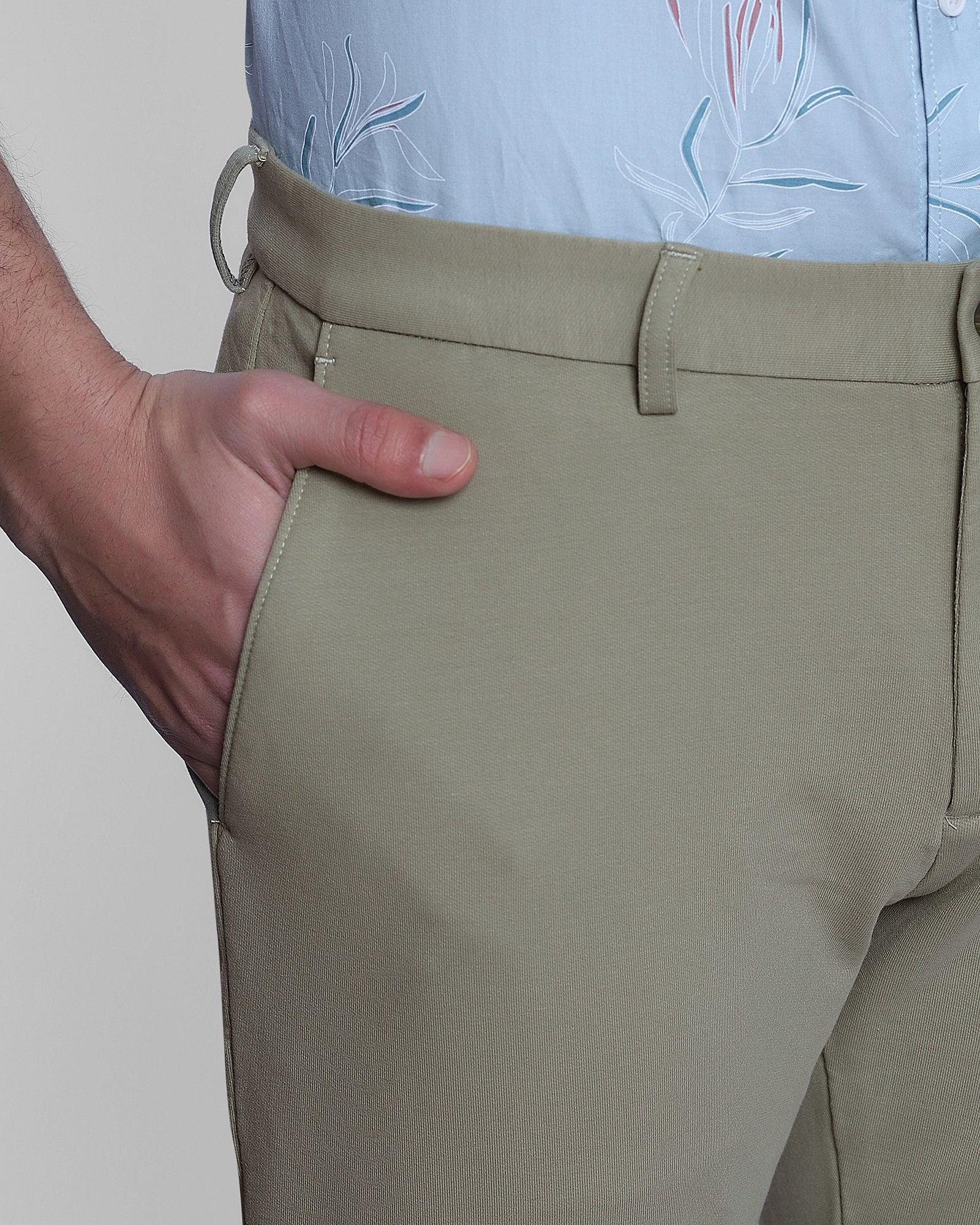 Buy Khaki Mid Rise Regular Fit Pants for Men